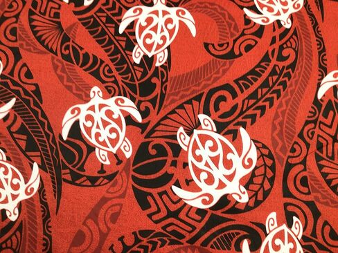 Red Tribal with Honu (Turtles) Tribal Hawaiian Print Fabric by The Yard in Saudi Arabia