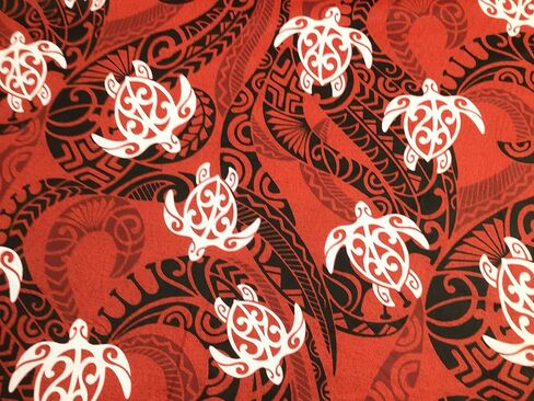 Red Tribal with Honu (Turtles) Tribal Hawaiian Print Fabric by The Yard in Saudi Arabia
