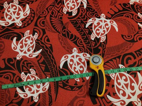 Red Tribal with Honu (Turtles) Tribal Hawaiian Print Fabric by The Yard in Saudi Arabia