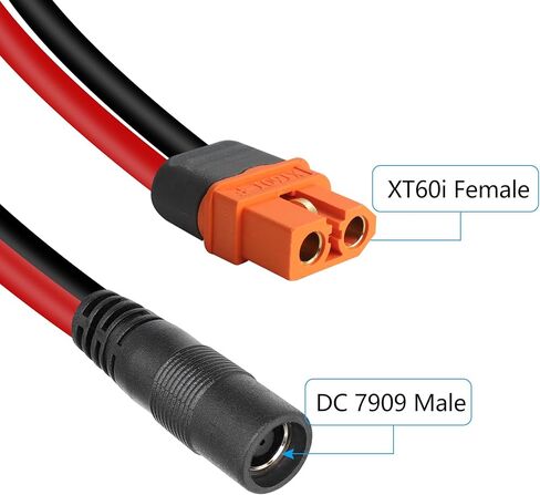 محول XT60I-F إلى محول موصل DC 8 مم، كابل طاقة XT60 أنثى إلى DC 7.9 مم × 0.9 مم أنثى 14AWG، لمحطة الطاقة المحمولة مولد الطاقة الشمسية (1 متر/3 قدم) in Kuwait