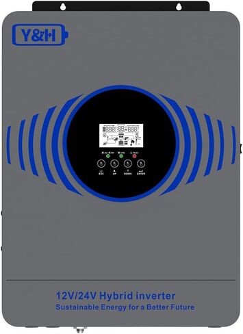 Y&H 4200 واط عاكس شمسي هجين AC230V إلى DC12V/24V مزدوج الجهد موجة جيبية نقية خارج الشبكة، وحدة تحكم MPPT مدمجة 100 أمبير، أقصى طاقة PV 4000 واط مدخل مع BMS /RS485، للمنزل/RV/الطاقة الاحتياطية in Kuwait