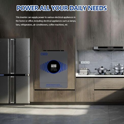 Y&H 4200 واط عاكس شمسي هجين AC230V إلى DC12V/24V مزدوج الجهد موجة جيبية نقية خارج الشبكة، وحدة تحكم MPPT مدمجة 100 أمبير، أقصى طاقة PV 4000 واط مدخل مع BMS /RS485، للمنزل/RV/الطاقة الاحتياطية in Kuwait