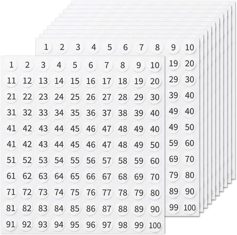 6000 Pcs Small Number Stickers, 0.4 Inch Self-Adhesive Black Number Labels 1–100 Sequential, Stick on Numbers for Inventory, Storage, Office and Organization System in Saudi Arabia