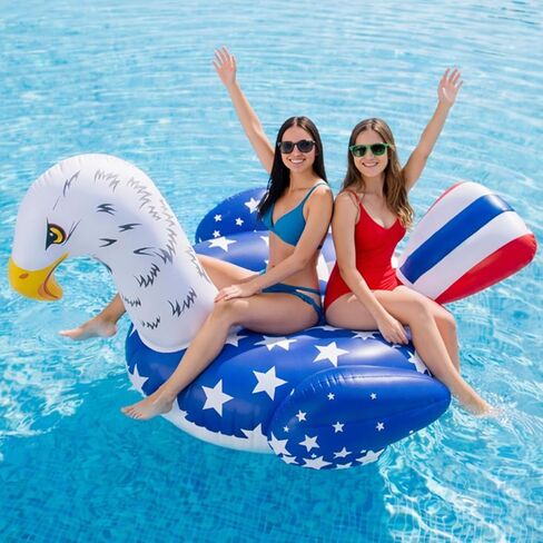 American Flag Inflatable Eagle Pool Float-60 Inch 4th of July Swim Tube Rings 250th Anniversary Red White & Blue Floating Raft for Summer Lake Beach Pool Party Ride in Saudi Arabia