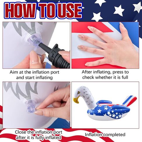 American Flag Inflatable Eagle Pool Float-60 Inch 4th of July Swim Tube Rings 250th Anniversary Red White & Blue Floating Raft for Summer Lake Beach Pool Party Ride in Saudi Arabia