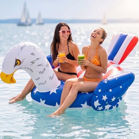 American Flag Inflatable Eagle Pool Float-60 Inch 4th of July Swim Tube Rings 250th Anniversary Red White & Blue Floating Raft for Summer Lake Beach Pool Party Ride in Saudi Arabia