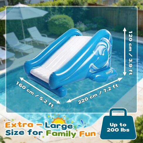 EKEPE Inflatable Water Slide for Pool, Heavy Duty Pool Slide with Water Sprayer for Kids Family Summer Play, Durable Blow Up Backyard Water Slide for Parties, In-ground or Above Ground Pools - Blue in Saudi Arabia