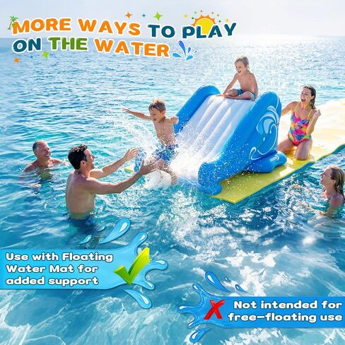 EKEPE Inflatable Water Slide for Pool, Heavy Duty Pool Slide with Water Sprayer for Kids Family Summer Play, Durable Blow Up Backyard Water Slide for Parties, In-ground or Above Ground Pools - Blue in Saudi Arabia