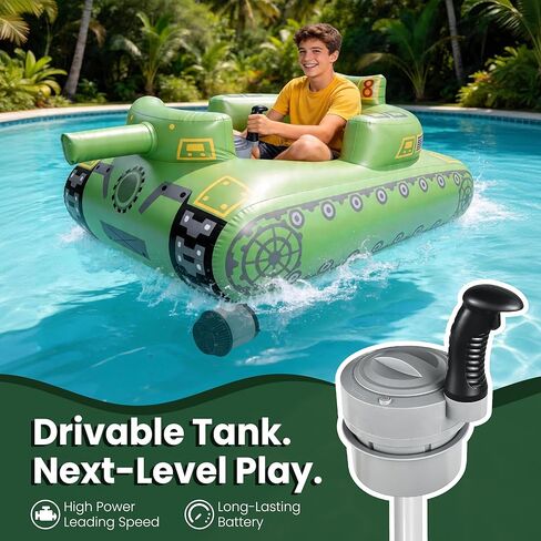 GIGIGO Motorized Pool Float with Electric Water Gun, Rechargeable Inflatable Tank Floats for Adults & Teens, Lake River Floaties with Motor, Pool Toys for Party, Vacation & Water Relaxation in Saudi Arabia