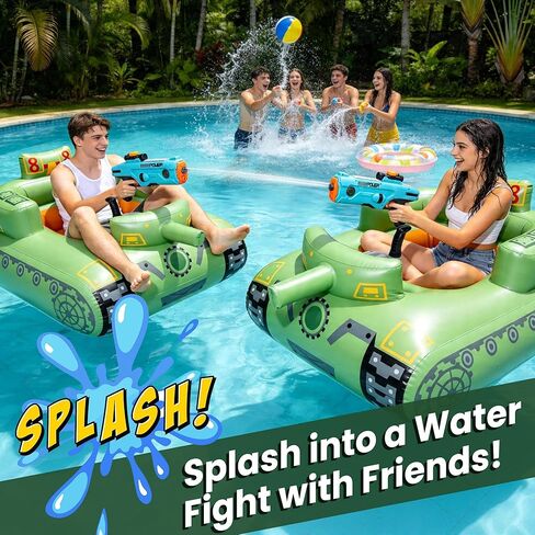 GIGIGO Motorized Pool Float with Electric Water Gun, Rechargeable Inflatable Tank Floats for Adults & Teens, Lake River Floaties with Motor, Pool Toys for Party, Vacation & Water Relaxation in Saudi Arabia