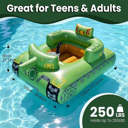 GIGIGO Motorized Pool Float with Electric Water Gun, Rechargeable Inflatable Tank Floats for Adults & Teens, Lake River Floaties with Motor, Pool Toys for Party, Vacation & Water Relaxation in Saudi Arabia