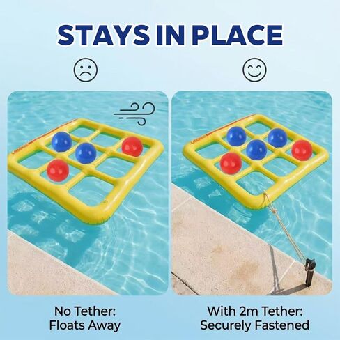 Oneirion Tic Tac Toe Pool Toys Set, Floating Inflatable Toy with 10 Balls, Fun Water Game for Kids Teens Adults, Pool, Beach & Outdoor, 2-10 Players in Saudi Arabia