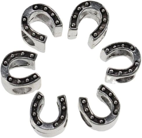 50 قطعة شريحة معدنية سحر حدوة الحصان التبتية نمط سبيكة الخرز الأوروبي ثقب كبير مطلي فضفاض الخرز لسلسلة صنع المجوهرات in Kuwait