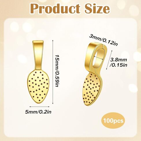 100pcs Glue on Bails Pendants Gold Plated Small Pendant Bails for Jewelry Making Spoon Pendant Bail Flat Necklace Oval Gold Bail Jewelry Glue on Earring Flat Back Charms for DIY Crafts Supplies in Kuwait
