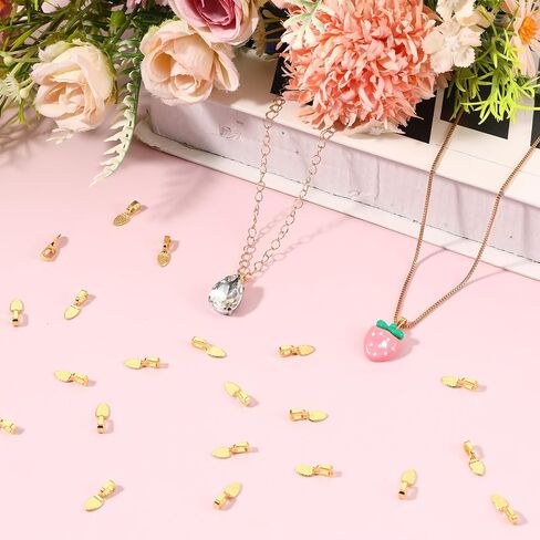 100pcs Glue on Bails Pendants Gold Plated Small Pendant Bails for Jewelry Making Spoon Pendant Bail Flat Necklace Oval Gold Bail Jewelry Glue on Earring Flat Back Charms for DIY Crafts Supplies in Kuwait