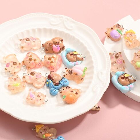 35pcs mixed Assorted Designs Resin Animal Cute Capybara Mini Charms Collection Pendants in Kuwait