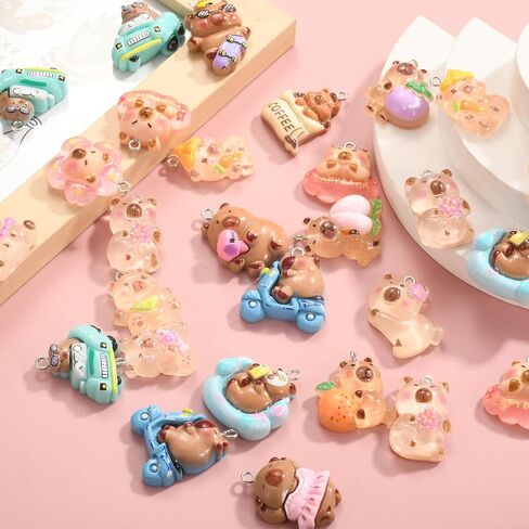 35pcs mixed Assorted Designs Resin Animal Cute Capybara Mini Charms Collection Pendants in Kuwait