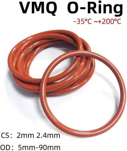 10/50Pcs VMQ Food Grade Red Silicone O-Ring OD5mm-90mm Thickness CS2mm 2.4mm Ring Washer Gaskets Waterproof And Heat-Resistant(50pcs,OD 80mm,CS 2mm) in Kuwait