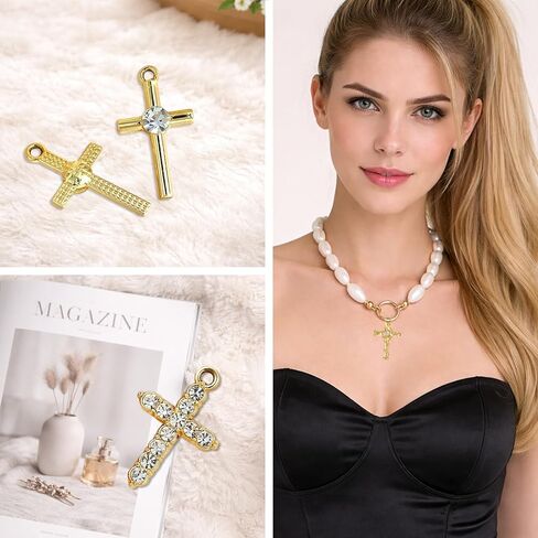 Gold Cross Charms, Vintage Crucifix Pendants for Jewelry Making, DIY Necklace Bracelet Earrings, 9 Styles in Saudi Arabia