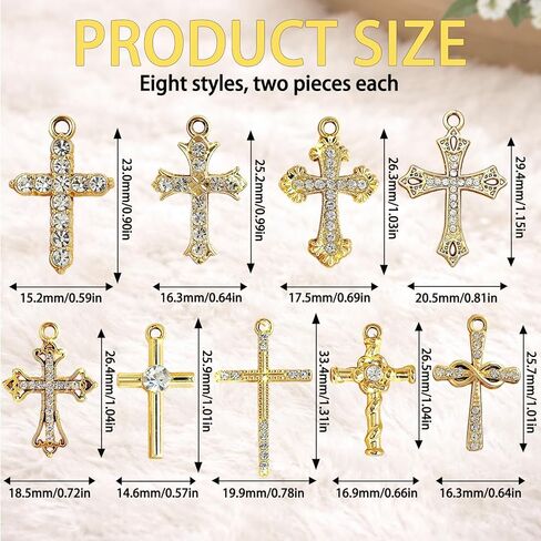 Gold Cross Charms, Vintage Crucifix Pendants for Jewelry Making, DIY Necklace Bracelet Earrings, 9 Styles in Saudi Arabia