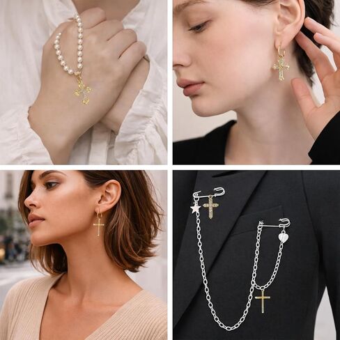 Gold Cross Charms, Vintage Crucifix Pendants for Jewelry Making, DIY Necklace Bracelet Earrings, 9 Styles in Saudi Arabia