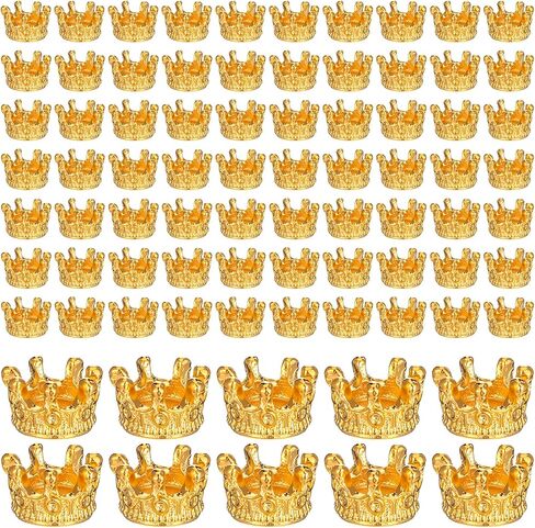 Bremorou 80 Pcs Mini Crowns For Crafts 3d Alloy King Crown Beads, Vintage Crown Charms For Jewelry Necklace Bracelet Making Supplies Tiny Gold Crowns For Diy Projects in Kuwait