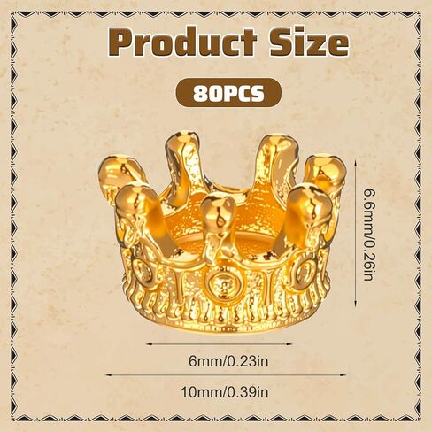 Bremorou 80 Pcs Mini Crowns For Crafts 3d Alloy King Crown Beads, Vintage Crown Charms For Jewelry Necklace Bracelet Making Supplies Tiny Gold Crowns For Diy Projects in Kuwait