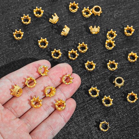 Bremorou 80 Pcs Mini Crowns For Crafts 3d Alloy King Crown Beads, Vintage Crown Charms For Jewelry Necklace Bracelet Making Supplies Tiny Gold Crowns For Diy Projects in Kuwait