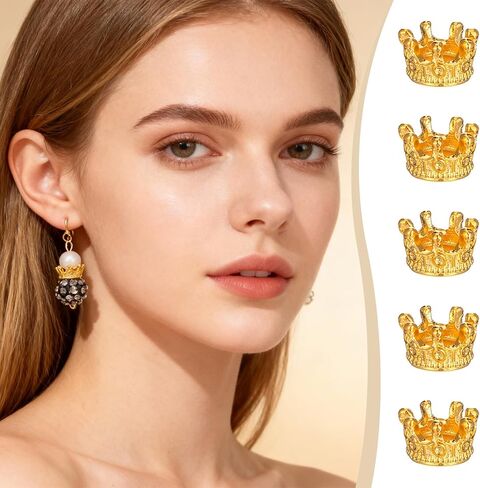 Bremorou 80 Pcs Mini Crowns For Crafts 3d Alloy King Crown Beads, Vintage Crown Charms For Jewelry Necklace Bracelet Making Supplies Tiny Gold Crowns For Diy Projects in Kuwait