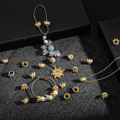 Bremorou 80 Pcs Mini Crowns For Crafts 3d Alloy King Crown Beads, Vintage Crown Charms For Jewelry Necklace Bracelet Making Supplies Tiny Gold Crowns For Diy Projects in Kuwait