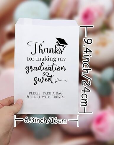 ANTING Class of 2026 Thanks for Making My Graduation So Sweet Party Favors Bags,Graduation Grad Party Treat Snack Goodie Candy Bar Buffet Grease Resistant Paper Bags (50) in Saudi Arabia