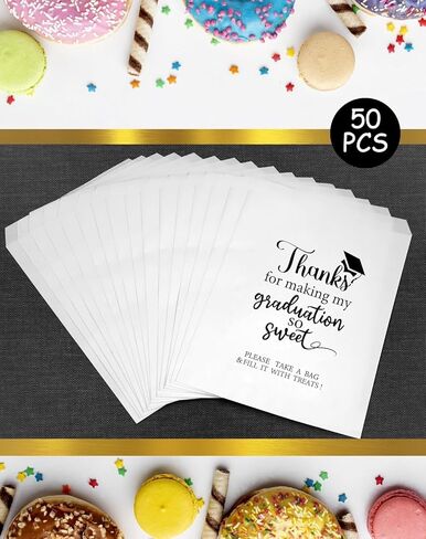 ANTING Class of 2026 Thanks for Making My Graduation So Sweet Party Favors Bags,Graduation Grad Party Treat Snack Goodie Candy Bar Buffet Grease Resistant Paper Bags (50) in Saudi Arabia