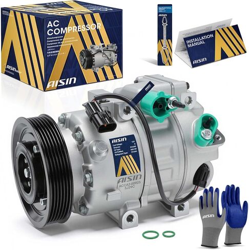 ضاغط مكيف هواء AISIN AFTERMARKET ACCAZ-00925 - متوافق مع Hyundai Santa Fe 2013-2018 Santa Fe XL 2013-2019 3.3L، Sorento 2011-2015 3.3L 3.5L - مع أخدود 6 بكرات، مع قابض in Kuwait