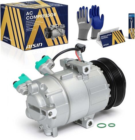 AISIN AFTERMARKET ACCHY-00938 Air Conditioner AC Compressor - Compatible with Hyundai Elantra 2017-2020 2.0L - with 6-Pulley Groove, with Clutch in Kuwait