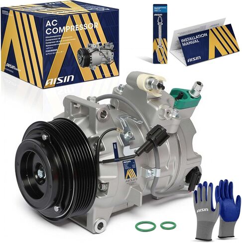 AISIN AFTERMARKET ACCN-00931 Air Conditioner AC Compressor - Compatible with Infiniti G35 2007-2008 3.5L, EX35 2008-2009 3.5L, M35 2008-2010 3.5L - with 7-Pulley Groove, with Clutch in Kuwait