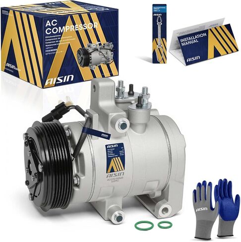 ضاغط مكيف هواء AISIN AFTERMARKET ACCFD-00545 - متوافق مع Ford Mustang 2011-2022 5.0L 5.2L - مع أخدود 6 بكرات، مع قابض in Kuwait