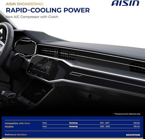 ضاغط مكيف هواء AISIN AFTERMARKET ACCFD-00545 - متوافق مع Ford Mustang 2011-2022 5.0L 5.2L - مع أخدود 6 بكرات، مع قابض in Kuwait