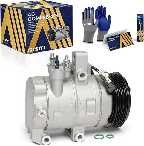 ضاغط مكيف هواء AISIN AFTERMARKET ACCFD-00545 - متوافق مع Ford Mustang 2011-2022 5.0L 5.2L - مع أخدود 6 بكرات، مع قابض in Kuwait