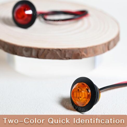 lkelyonewy 3/4 Inch Amber & Red Led Side Marker Lights 12V Round Mini Clearance Lights For Truck for Truck Car Bus Trailer Van Caravan Boat (4 Red+4 Amber) in Kuwait