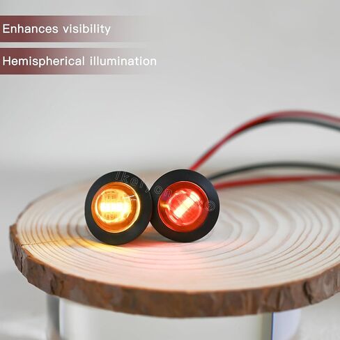 lkelyonewy 3/4 Inch Amber & Red Led Side Marker Lights 12V Round Mini Clearance Lights For Truck for Truck Car Bus Trailer Van Caravan Boat (4 Red+4 Amber) in Kuwait
