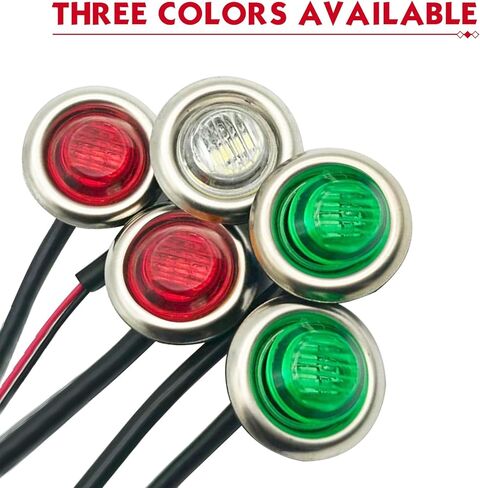 10 PCS 3/4" Round LED Lights, Front Rear Side Marker Indicators Lights, 12/24V Waterproof Clearance Light, Universal for Trucks, Boats, RVs, Trailers, Pickup (Red) in Saudi Arabia