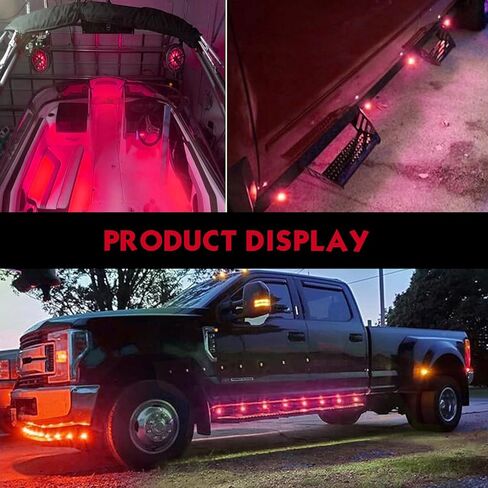 10 PCS 3/4" Round LED Lights, Front Rear Side Marker Indicators Lights, 12/24V Waterproof Clearance Light, Universal for Trucks, Boats, RVs, Trailers, Pickup (Red) in Saudi Arabia