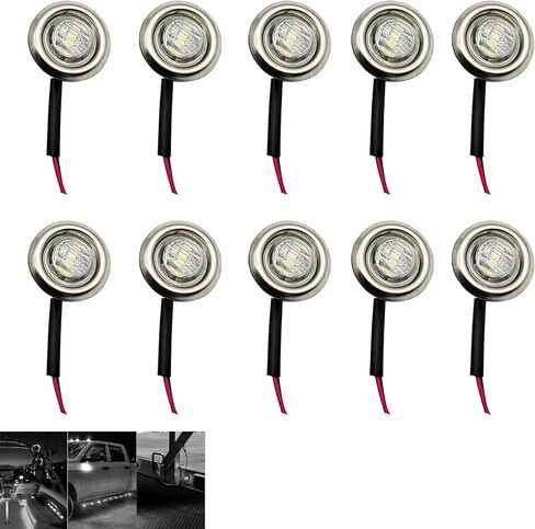 10 PCS 3/4" Round LED Lights, Front Rear Side Marker Indicators Lights, 12/24V Waterproof Clearance Light, Universal for Trucks, Boats, RVs, Trailers, Pickup (Red) in Saudi Arabia