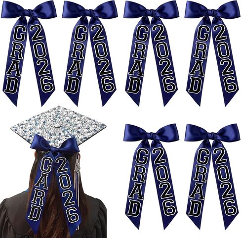 Thiccywoov 6 Pcs Class of 2026 Graduation Bow Graduation Cap Decorations Grad 2026 for Class of 2026 Grad Party Decorations (Pink) in Kuwait