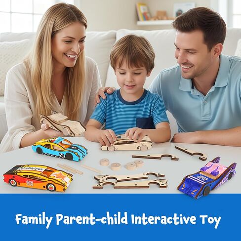 3 Pcs Wooden Cars, Unfinished Wooden Cars to Paint Wood DIY Cars Arts and Crafts Kit for Students Home Activities Easy Woodworking and Family Time (Paints and Brushes not Included) in Saudi Arabia