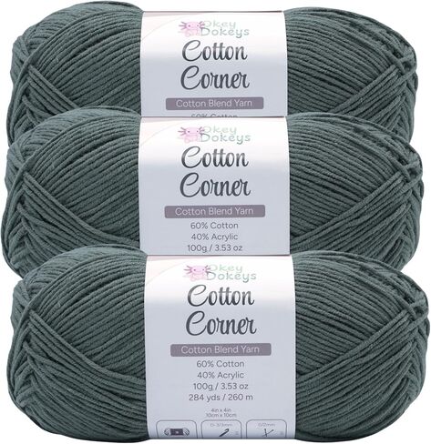Okeydokeys Cotton Corner Yarn for Knitting and Crocheting, Cream Yarn with Soft and Skin-Friendly, 4-Ply DK Weight 3 Light Yarn, 3.53oz/284y Per Skein, Butter Cream Color 4 in Saudi Arabia