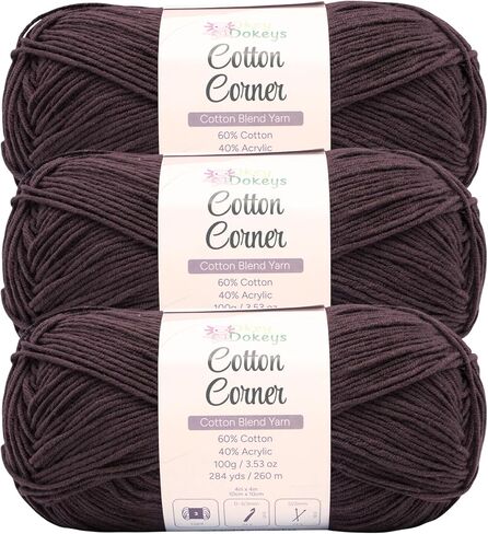 Okeydokeys Cotton Corner Yarn for Knitting and Crocheting, Cream Yarn with Soft and Skin-Friendly, 4-Ply DK Weight 3 Light Yarn, 3.53oz/284y Per Skein, Butter Cream Color 4 in Saudi Arabia