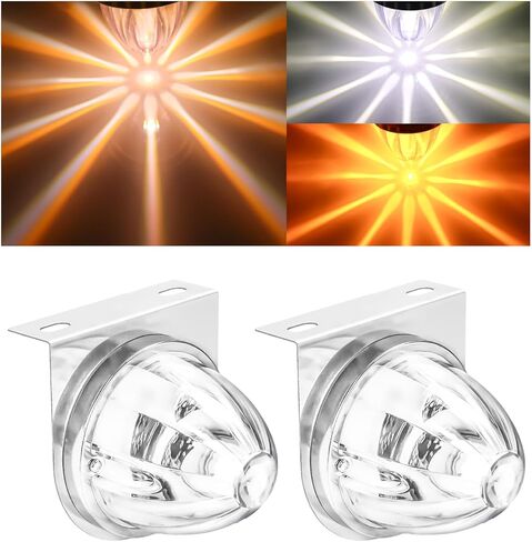 2PCS Dual Revolution LED Watermelon Lights, [3 Color Modes] Watermelon Lights for Semi Trucks with Bracket, Side Marker Signal Lights for Kenworth Peterbilt Freightliner, (Amber & White) in Saudi Arabia