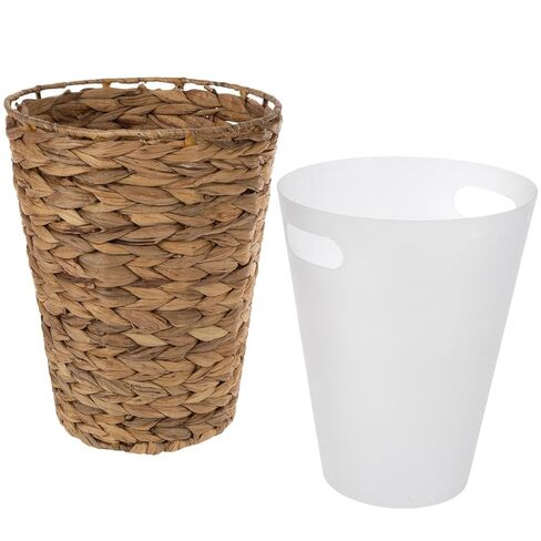 Hobby Lobby Woven Water Hyacinth Waste Basket with Removable Liner, Natural Tan, 11 x 8.75 inches, Bathroom, Office in Kuwait