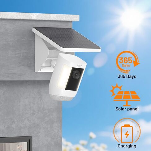 2-in-1 Solar Panel Charging Mount,4W Solar Charger for Ring Outdoor Cam Plus,Stick Up Cam,Spotlight Cam Pro/Plus,IP67 Weatherproof Long Cable with USB-C to Ring Barrel Plug Adapter(Cam Not Included) in Kuwait